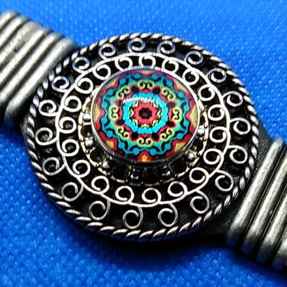 9 inch adjustable black snap button bracelet - Picture 2 of 4